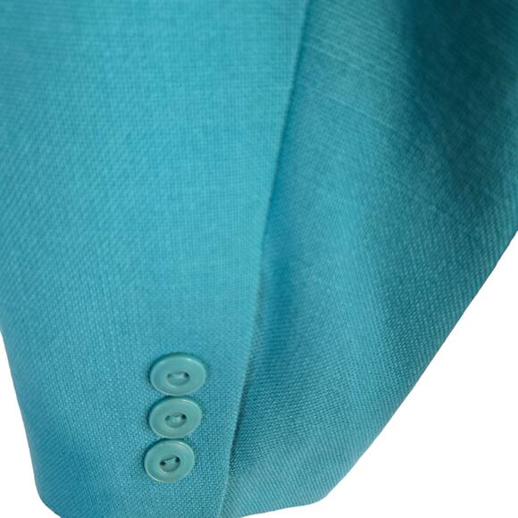 E.H. Woods Women's Blazer 12 Teal 5 Button Misses Size Large L Coat Jacket - Picture 5 of 8